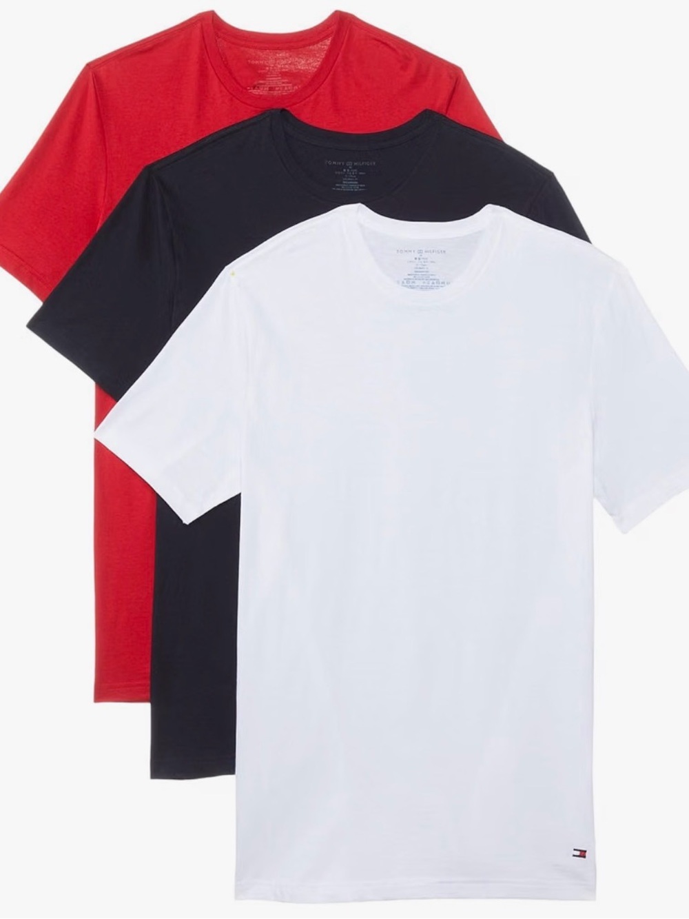 Tommy Hilfiger Men's Short Sleeve Crew Tee Pack - Red, Black & White